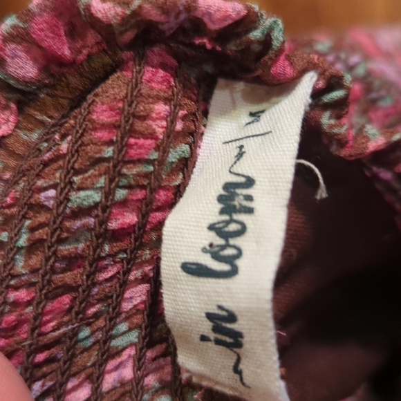 In Bloom Pink floral sheer  Bishop Sleeve Ruffled Tiered Prairie Midi Dress Sz M - Picture 2 of 11